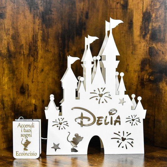 Lampada Castello Fiaba LED Personalizzata - Luce Notturna Cameretta