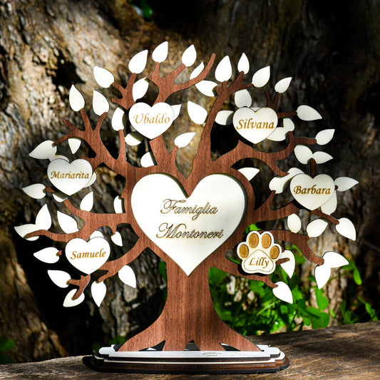 Albero della Vita Personalizzato con Nomi - Regalo Famiglia Legno