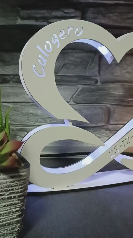 Lampada Infinito Personalizzata con Nomi - Regalo Famiglia LED